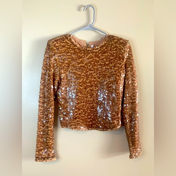 Astr the Label Nude Romina Sequin Top NWOT - Picture 2 of 11